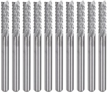 sourcing map 10Pcs 3.175mm Carbide End Mill Engraving Milling Cutter CNC Router Bits for PCB Machine, 1/8 Shank