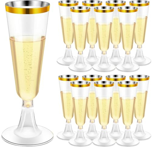 WZHHDM Reusable Toasting Glasses, 30pcs Cocktail Prosecco Glasses, 150ml Plastic Champagne Flutes Reusable Plastic Champagne Glasses Stemmed Party Wine Cups for Weddings Birthday