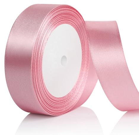 AiQInu Nastro Raso Rosa Gold, 25mm x 22m Per Confezioni Regalo, Fai Da Te, Bouquet, Nastri Per Pacchi Regalo Per Matrimoni，Progetti Di Cucito, Creazione Di Fiocchi, Decorazioni