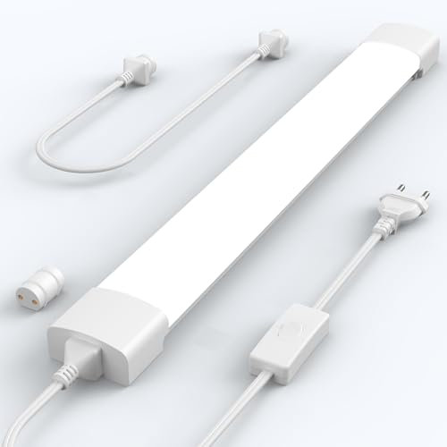 ANTENLICHT Réglette LED 40cm IP65 Extérieur étanche, avec Fiche Plug and Play ou Câblée, Tube LED Connectable 16W 1760 Lumens 5000K Blanc Froid pour Cave, Garage, Usine et l'entrepôt, 1 Pièce