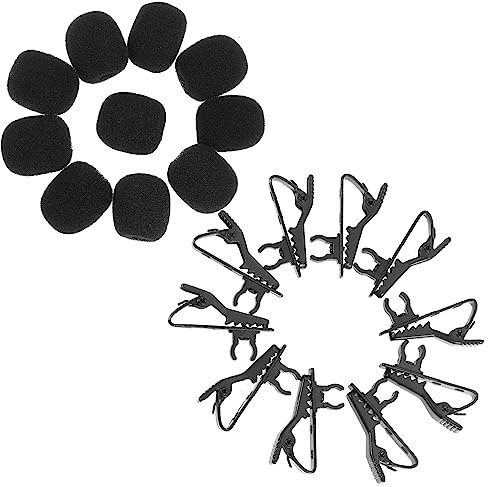 BESTonZON 10pièces Microphone Lapel Clips Set with Foam Covers Iron Microphone Clip for Lavalier Mic for Shirts Collars Voice Chat and Online Meetings