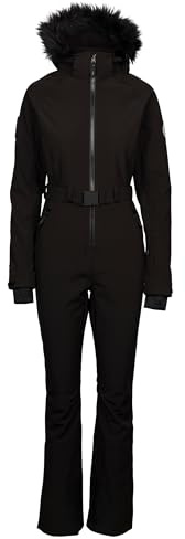 DLX Womens Ski Suit All In One with Pockets and Faux Fur Trim Valene