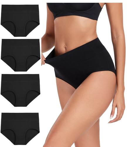 wirarpa Bragas Mujer Slip Cintura Alta Algodón Braguitas 4 Pack Tamaño XL