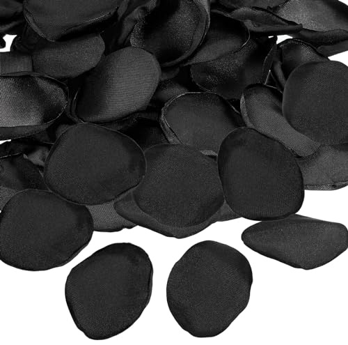 PATIKIL Petali di Rosa di Seta, 200 Pz Petali di Fiori Artificiali Petali di Rosa Finti per Matrimonio Spargimento Corridoio Sposa Decorazione Tavolo Notte Romantica, Nero