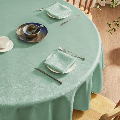 Softalker Tischdecke Mint rund 120 cm abwaschbar Tischdecken Wasserabweisend Jacquard-Wellenmuster Abwischbar Fleckschutz rundes Tischtuch Tablecloth für Outdoor Party Geburtstag Silvester Fest Garten