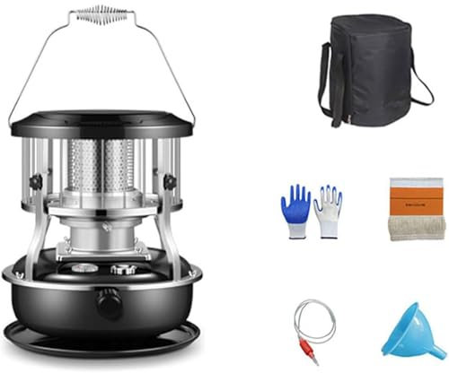 Mixtric Einstellbarer, Leiser Paraffinheizung, 4,6-L-Petroleum Heizofen, Brenner Für Petroleumherd, Tragbarer Petroleumheizer, Für Drinnen Und Draußen, Terrasse, Deck,Schwarz