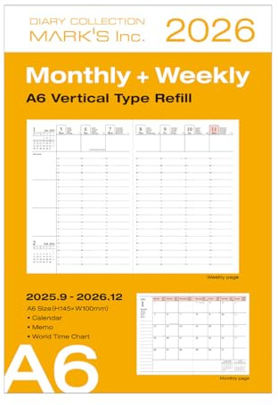 MARK'S 2025/26 Refill, Taschenkalender, A6: Von September 2025 bis Dezember 2026