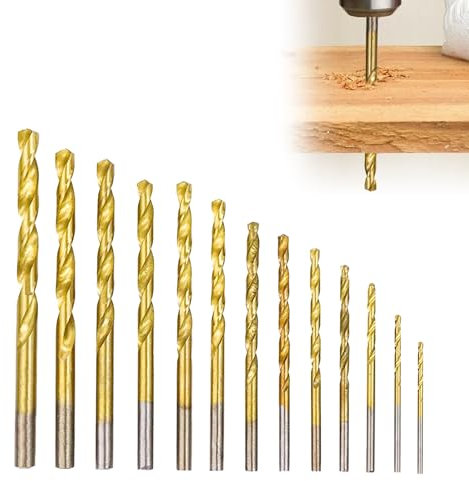 Vierone 13PCS Metal Drill Bits for Hard Steel, 1.5mm-6.5mm, Cobalt Steel, Straight Shank, Titanium Coated, 135° Cutting Angle, 2 Flutes, Suitable for Metal, Wood, Plastic