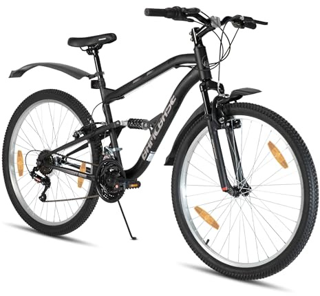 Hiland 26 Zoll Vollfederung Herren Mountainbike, 18 Gang, Mountainbike für Männer Frauen, Doppelscheibenbremse Fahrrad für Männer Frauen Erwachsene Fahrrad Schwarz
