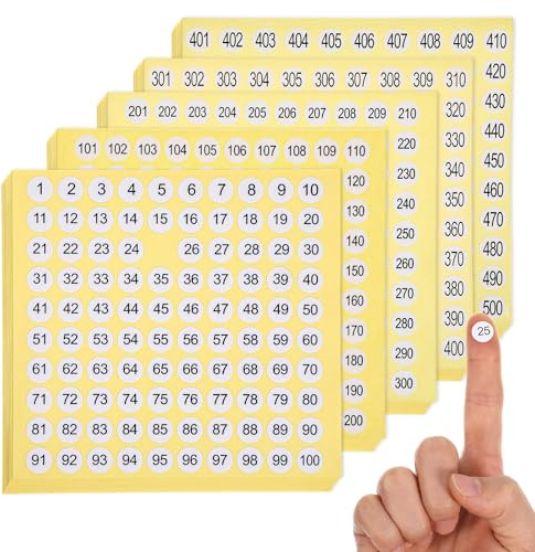 1–500 etiketter siffror klistermärken cirklar, 7 500 stycken nummerklistermärken, 15 uppsättningar 1 cm kontinuerliga etiketter självhäftande små inventarisklistermärken för sortering av inventeringen