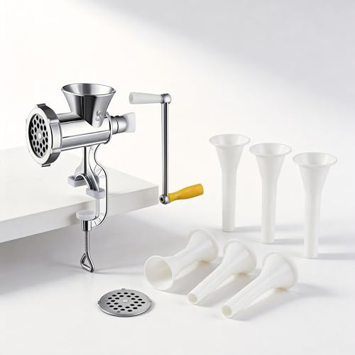 Manueller Fleischwolf, Metall Fleischmühle Aus Aluminiumlegierung Multifunktionales Küchenwerkzeug Zum Füllen Von Würsten Hacken Von Fleisch, Zerkleinern Von Knoblauch (L)
