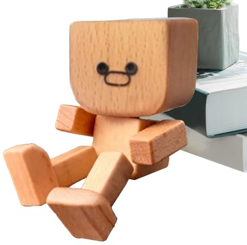 Figura de hombre de madera oscilante,Figura de hombre de madera con pies temblorosos | Estatua divertida para cumpleaños, viajes, camión, sedán dormitorio, consola, oficina, vehículo scooter casa