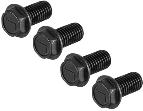 Unifizz Lot de 4 boulons à bride hexagonale métrique M7 x 16 mm Filetage à gauche Acier carbone de qualité 8.8 Noir