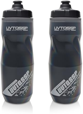 UVTQSSP 650-ml-Flaschenset für Rennradfahrer, 2 Set, auslaufsicher, druckfest, BPA-frei, ideal für Radfahren, Sport und Outdoor-Aktivitäten, leicht und langlebig (Schwarz/Weiß, 650, ml/min)