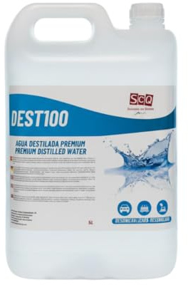 Destilliertes Wasser, 100 % rein, 5 l, ideal für Batterien, Bügeleisen, Luftbefeuchter, Reinigung, Motoren, CPap, Labore, demineralisiertes Wasser, entionisiertes Wasser. Leitfähigkeit weniger als 1
