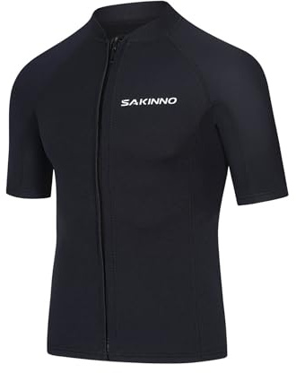 Miutii Herren Neoprenanzug Jacke 2mm Neoprenanzug Top Kurzarm Neopren Jacke mit Frontreißverschluss für Tauchen Surfen Schnorcheln Schwimmen Schwarz XL