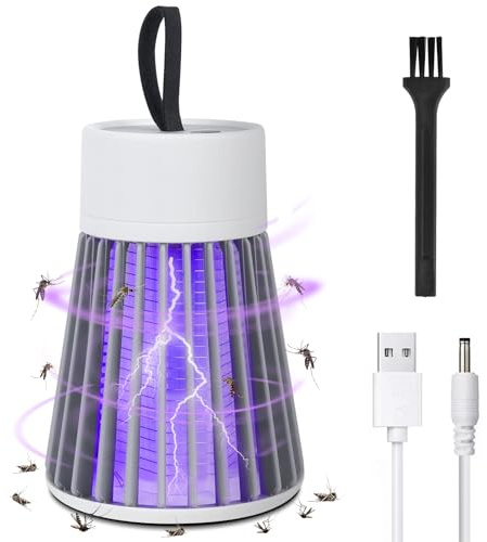 DAJASD Lampe Anti Moustique, 2 en 1 Anti Moustique Electrique Exterieur Interieur, USB Rechargeable Appareil Ant Moustiqu 360°, Électrique Ant Moustiqu UV for Home Camping Picnic