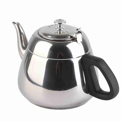 HEEPDD Teiera in Acciaio Inossidabile, Caffettiera da 1,5 L 2 L con Filtro, Impugnatura Termica Ergonomica, Ampio Coperchio per un Facile Riempimento e (2 litri con filtro)