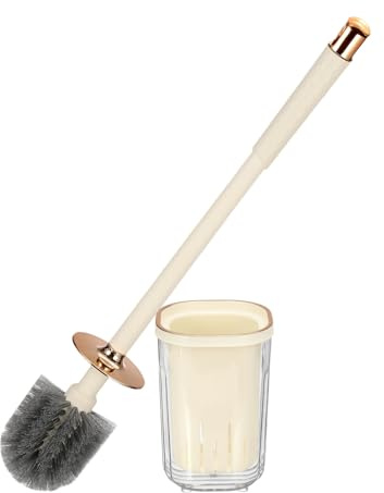 sourcing map Toilet Brush, Toilet Bowl Brush with Square Holder Cleaning Scrubber Set Long Handle Long-lasting Bristles Toilets Scrubber for Household Bathroom Cleaner Accessories, Gold