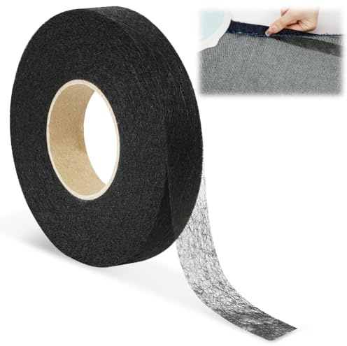 AOOSA 1 Rollo Cinta Dobladillo Plancha, 64 Metros x 2 CM, Reparación de Dobladillo sin Coser, Cinta para Cortinas, Bajo Pantalón, Ropa, Vestidos - Negro