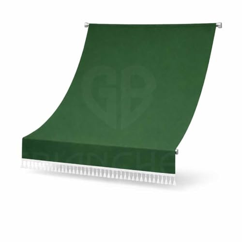 Tenda da Sole Balcone 140x250 o 140x300 cm con Frangia – Telo Ombreggiante per Terrazzo e Finestre – Tessuto Resistente con Ganci Inclusi – Vari Colori (Verde Tinta Unita, 140x250 cm)