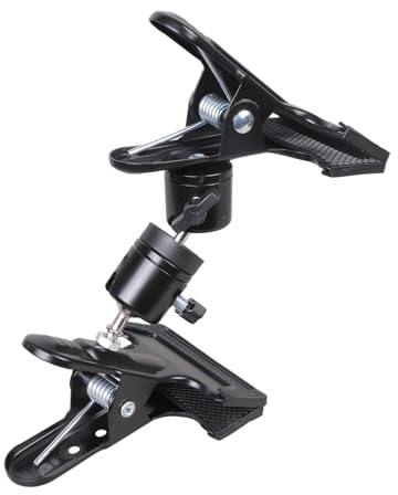 Abrazadera de doble cabeza resistente con bola giratoria para dispositivos de vídeo, luces compatibles, reflectores, monitores, soporta hasta 2,3 kg de peso, abrazadera doble universal