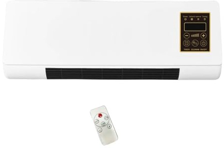 Termoventilatore Elettrico di 6 Ore, a Parete, Senza Pale, con Telecomando, per Casa, Ufficio O Soggiorno.