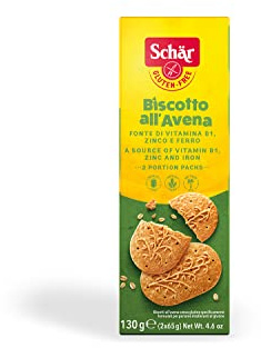 Schär, Biscotto all'Avena Ricco di Fibre, Fonte di Vitamina B1 e Ferro, Senza Glutine e Senza Olio di Palma, Vegetariane, 130g