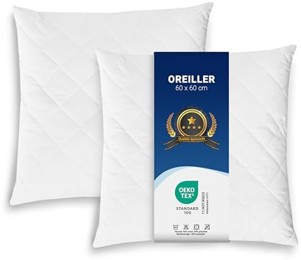 ZOLLNER 2er Set Kissen - Made in Europe – Polyesterfüllung - Bezug aus Mischgewebe - waschbar bis 95°C - 60x60 cm - Hotelqualität - Oeko Tex® Zertifiziert