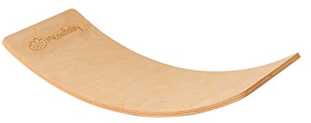 MEOWBABY Tabla de equilibrio para niños – Tabla de equilibrio natural para niños pequeños, 60 x 30 cm, barra de equilibrio de madera