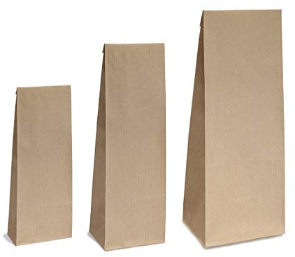 50x Blockbodenbeutel ohne Sichtfenster - 100g - 7 x 4 x 20,5 cm - Papiertüten Bodenbeutel Geschenktüte Papierbeutel Tütchen Kraftpapier Papierbeutel Adventskalendertüten zum Befüllen