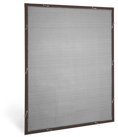 Home-Vision Fliegengitter Fenster mit Alurahmen Braun B100cm x H120cm | Insektenschutz Mückenschutz zum Zuschneiden stabiles Fliegenschutzgitter für Fenster