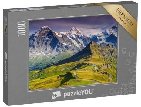 puzzleYOU: Puzzle 1000 Teile „Alpenpanorama mit Jungfrau, Mönch, Eiger Nordwand und Mannlichen, Schweiz“ – aus der Puzzle-Kollektion Schweiz, Landschaft
