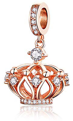 Crown Charms Sterling Silver Charms fit Pandora Charms Bracelet Necklace Jewelry Gifts for Women Mom Wife (Rose Gold Crown Pendant)