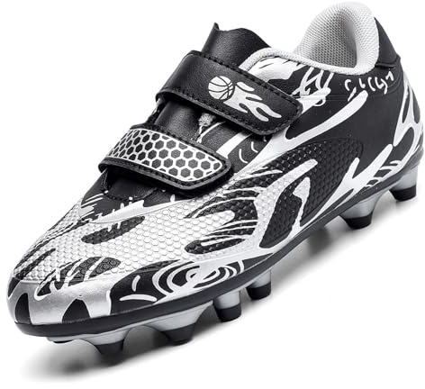 Unitysow Chaussures de Football Garçon Spike Crampons Professionnel Antidérapant Athlétisme Entrainement Chaussures de Sport Enfant Chaussures de Foot
