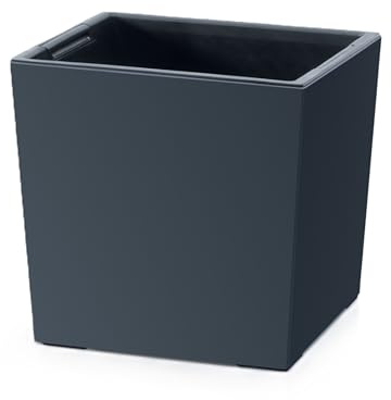 Prosperplast Vaso da fiori 2 in 1 con vaso interno, in plastica, quadrato, 24 x 24 x 23,5 cm, colore: antracite
