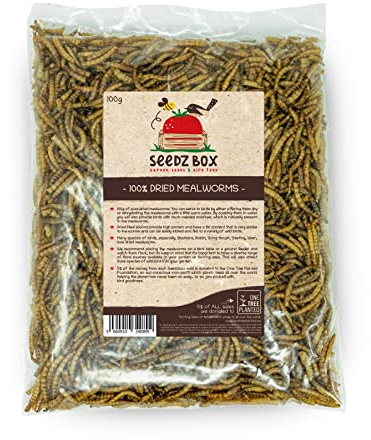 Dried Mealworms For Wild Birds 100g - High Protein Meal Worms For Garden Bird Feeders and Bird Tables - Seedzbox - Donation to OneTreePlanted