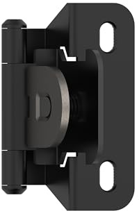 Amerock BPR8715FB Schrankscharnier, 6 mm, Einzelauflage, zerlegbar, teilweise verpackt, mattschwarz, Küchenschranktürscharnier, 1 Paar/2 Stück, funktionale Hardware