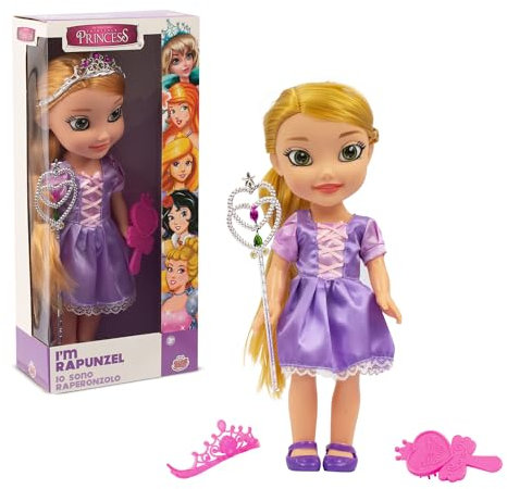 Fairytale Princess, Puppe 35 cm, mit Prinzessinnen-Outfit und Zubehör, Rapunzel, Spielzeug für Kinder ab 3 Jahren, GIOCHI PREZIOSI, FAT013