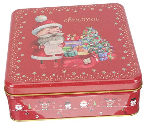 Healeved Christmas Cookie Box Tinplate Case for Candy Storage Biscuit Box Tinplate Storage Containers Christmas Treat Box Box Candy Containers Treat