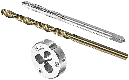 CoCud Metrisch Gewindebohrer und Matrize und Bohrer Bit Set M3 x 0.5 und Matrize Gewinde 2.5mm Bohrer Durchmesser Linke Hand Gewindebohrer Werkzeug - (für Gewindeschneiden Reparatur)