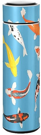 KAAVIYO Blaue Fische-Set Wasserflasche Wasserkanne Edelstahl Isolierte Isolierflasche Auslaufsicher