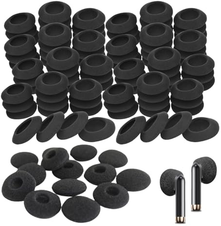XNIVUIS 200 Pièces Coussinets d'Oreille en Mousse, Remplacement Éponge pour Écouteurs 15-19mm (Noir)