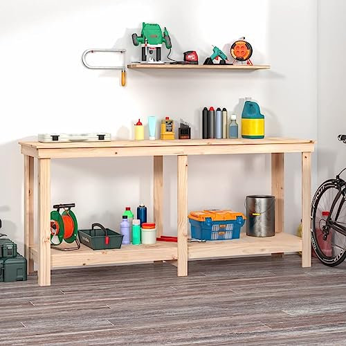 prissent Banco da Lavoro 180x50x80 cm Piano di Lavoro Mobili Garage Bancone da Lavoro Tavolo Lavoro Garage Tavolo Officina Banco Lavoro Officina Banchetto da Lavoro in Legno Massello di Pino
