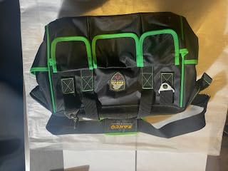 ZAKCO Werkzeugtasche mit offenem Oberteil, 40,6 cm, strapazierfähiges Polyestergewebe, leicht, wasserabweisend, Werkzeugtasche mit geformtem Boden, für Klempner, Elektriker und HLK-Techniker, Grün mit