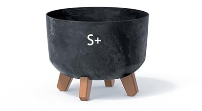 MELTOM Blumentopf Schale mit Füßen Einsatz Blumenschale Kräutertopf Übertopf (Anhrazit Beton, S+ 23,5cm)