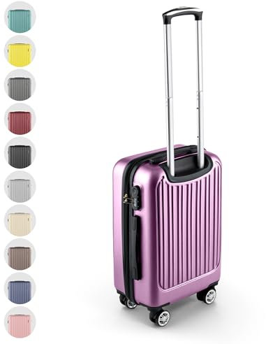 Easy Move ABS Hartschalenkoffer - Ergonomisch & Sicher - Kleiner Trolley Koffer mit 360° Rädern, Zahlen-Schloss - Rollkoffer, Reisekoffer Klein (Lila, 54cm)