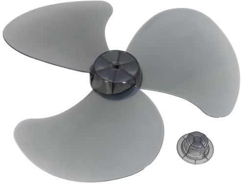Pièces de rechange Plastique Lame de ventilateur 3 Feuilles avec couvercle à écrou pour ventilateur de table sur pied domestique de 16 pouces Accessoires de ventilateur électrique (Noir)