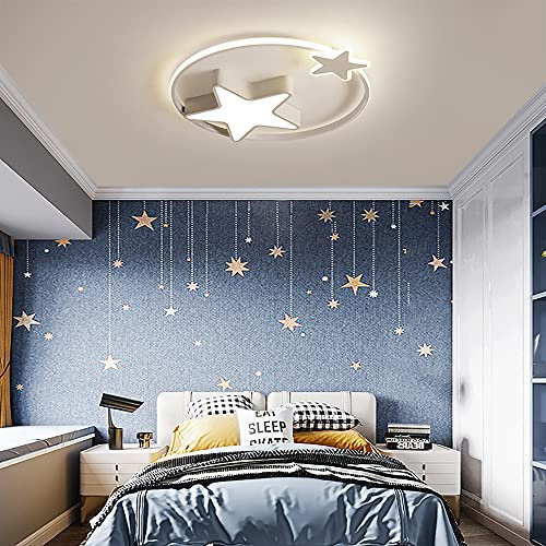 Lilyeriy LED Deckenlampe Kinderzimmer Kinderzimmer Lampe Decke Stern Kinderlampe Stern Deckenleuchte Dimmbar Deckenlampe für Kinder Mädchen Babyzimmer mit Fernbedienung (55cm 220V/weiß)