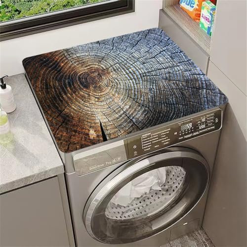 Highdi Housse de Protection pour Machine à Laver Top, Planche Bois Rétro Coussin de Machine à Laver Antidérapant Housse de Machine à Laver pour Machine à Laver Ou Sèche-Linge (Vintage Bois,30x40cm)